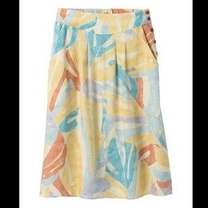 Prana Multicolor Palm Print Willow Sways Midi Skirt Size m